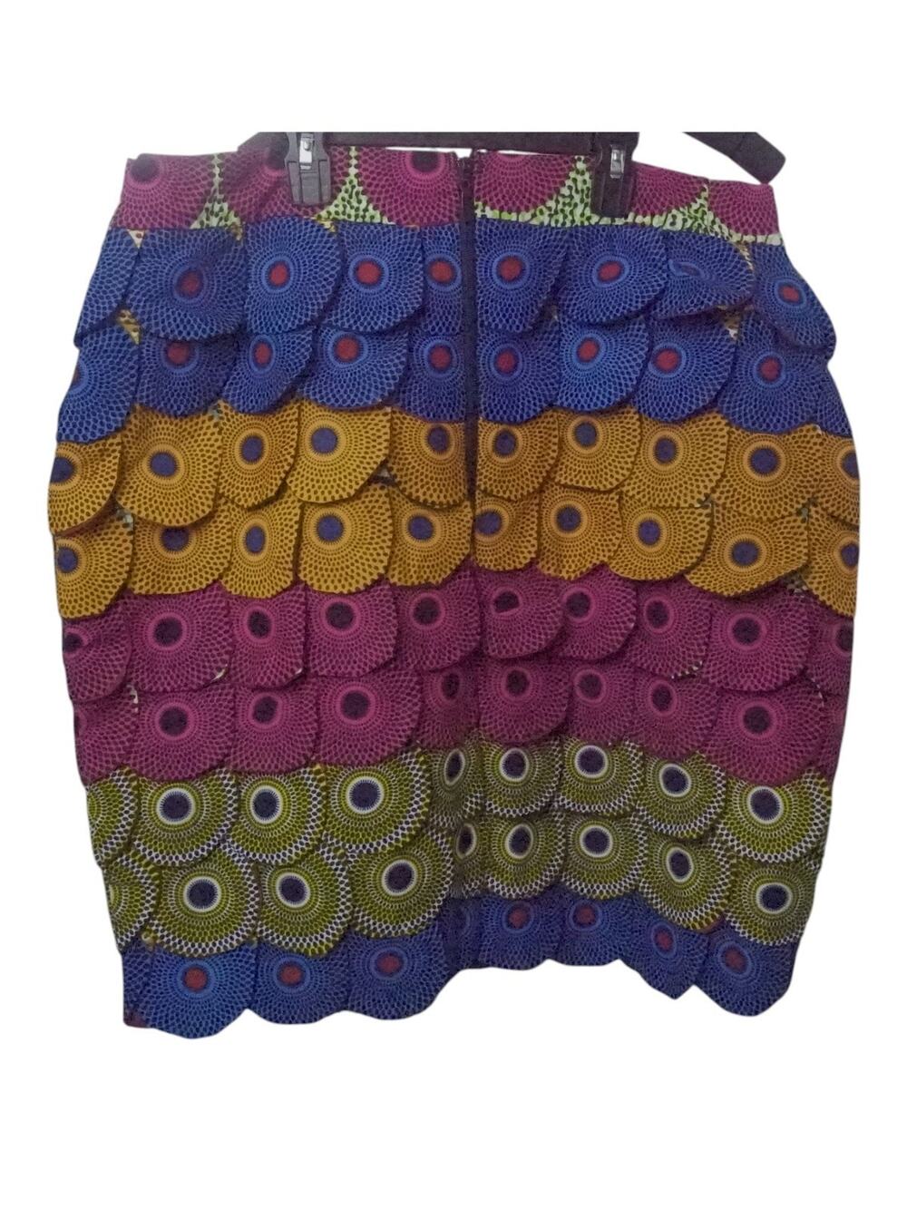 Rare Petal Skirt Festival Costume Lined Cotton Taffeta Multicolor Waist 38